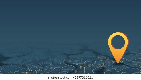 Destinations. Gps tracking map. Track navigation pin on street maps, navigate mapping locate position pin. Isometric abstract map background. Digital art. Editable vector illustration