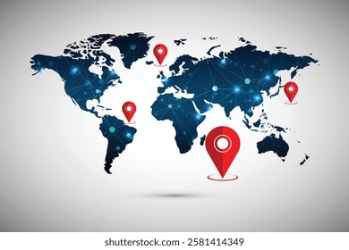 Destinations. Gps tracking map. Track navigation pins on street maps, navigate mapping technology and locate position pin. Futuristic travel gps map or location navigator vector illustration.