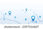Destinations. Isometric Gps tracking map. Track navigation pin on street maps, navigate mapping locate position pin. Isometric abstract map background. Digital art. Editable vector illustration