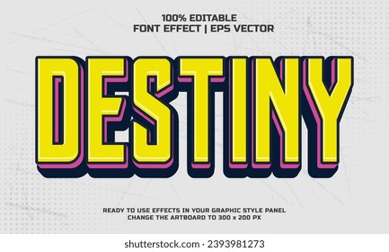 Destiny 3d editable vector text style effect