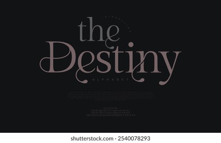 Destino tipografia beleza moda elegante minimalista serif italic fontes decorativos casamento vintage retro logos. Logotipo de fonte de luxo mínimo alfabeto. Ilustração vetorial