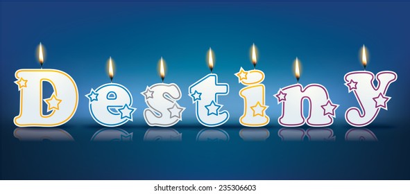 DESTINO escrito con velas encendidas - ilustración vectorial