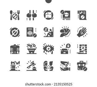 Destitution. Home deprivation. Mendicancy. Begging and beggars. Homeless, poverty, unemployed and hopeless. Vector Solid Icons. Simple Pictogram