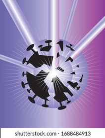 Destroy Covid-19, Corona Virus Pandemic, Abstract Illustration of disintegrating virus molecule