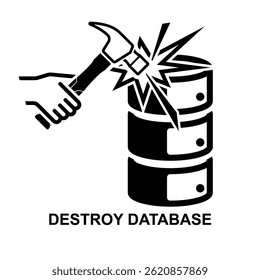 Destroy database icon isolated on background vector illustration.