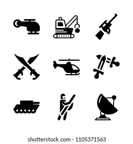 destroy, object, radar and knight icons in War vector set. Graphics for web and design