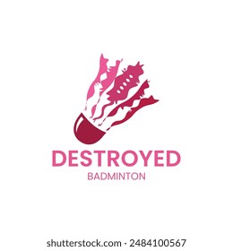 Destroyed Badminton Feather Logo. A Used Shuttlecock That Has Been Damaged over Logo Design template. Shuttlecock icon symbol vector, Modern design and beautiful colors isolated.