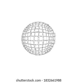 Globo destruido. Ilustración vectorial. Cuadrar las piezas.