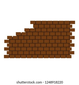 Destroyed brick wall icon. Flat illustration of destroyed brick wall vector icon for web design