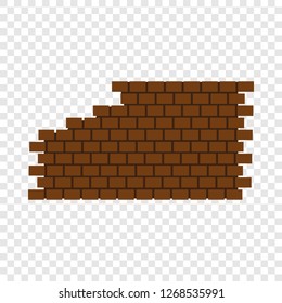 Destroyed brick wall icon. Flat illustration of destroyed brick wall vector icon for web design