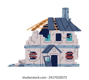 Edificio destruido después de la guerra o del terremoto Ilustración vectorial