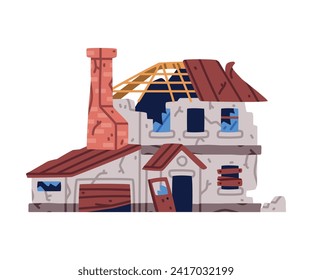 Edificio destruido después de la guerra o del terremoto Ilustración vectorial