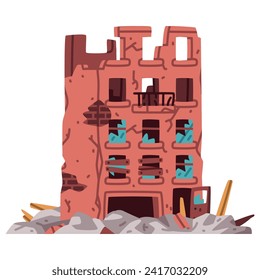 Edificio destruido después de la guerra o del terremoto Ilustración vectorial
