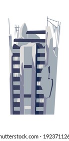 Destroyed building, damaged structure, consequences of a disaster, cataclysm or war, cartoon vector isolated illustration