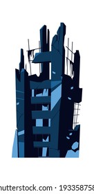 Destroyed building, damaged structure, consequences of a disaster, cataclysm or war, cartoon vector isolated illustration