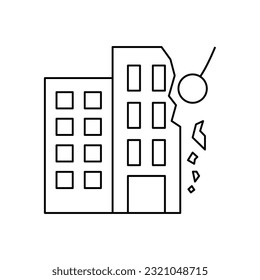 Diseño de iconos de construcción destruidos, aislados en fondo blanco. ilustración vectorial
