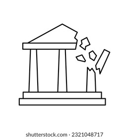 Destroyed building icon design, isolated on white background. vector illustration