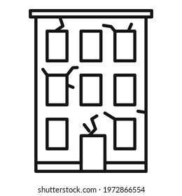 Destroyed building icon. Outline Destroyed building vector icon for web design isolated on white background