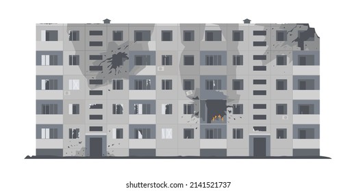 Destroyed building, illustration consequences bombing city during the war