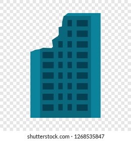 Destroyed city building icon. Flat illustration of destroyed city building vector icon for web design