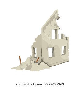 Ilustración de vectores de construcción de ciudades destruidas