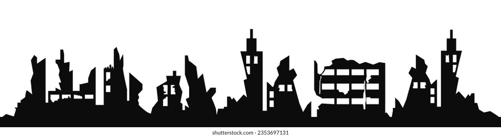 Ilustración de fondo del concepto de ciudad destruida, construcción