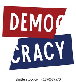 Destroyed democracy vector lettering for t-shirt design