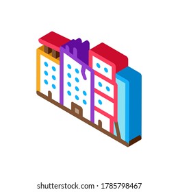 destroyed high-rise buildings icon vector. isometric destroyed high-rise buildings sign. color isolated symbol illustration
