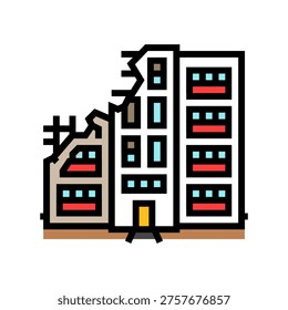 destroyed home color icon vector. destroyed home sign. isolated symbol illustration