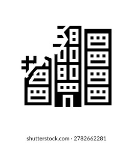 destroyed home glyph icon vector. destroyed home sign. isolated symbol illustration