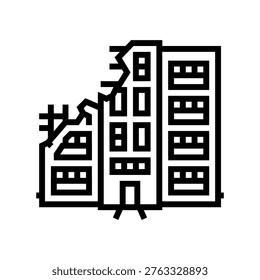 destroyed home line icon vector. destroyed home sign. isolated contour symbol black illustration