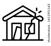 Destroyed house icon. Outline destroyed house vector icon for web design isolated on white background
