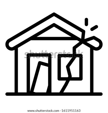 Destroyed house icon. Outline destroyed house vector icon for web design isolated on white background