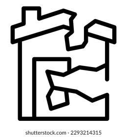 Destroyed house of war icon outline vector. People migrant. Refugee seeker