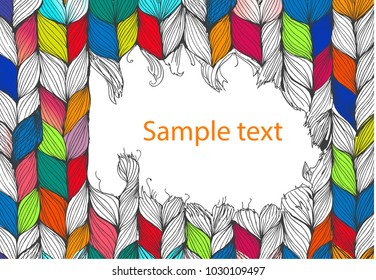 Destroyed knitting pattern frame. Vector illustration