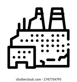 destroyed nuclear power plant icon vector. destroyed nuclear power plant sign. isolated contour symbol illustration