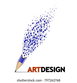 Destroyed pencil, presents the concept of art design.