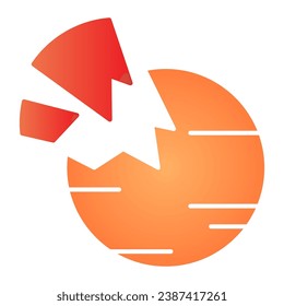 Destroyed planet flat icon. Broken planet color icons in trendy flat style. Space gradient style design, designed for web and app. Eps 10