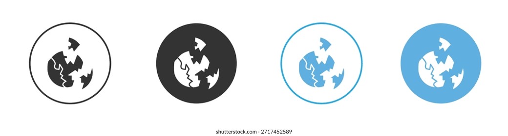 Destroyed planet icon. Graphic icon design template