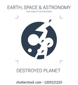 destroyed planet icon. high quality filled destroyed planet icon on white background. from earth space astronomy collection flat trendy vector destroyed planet symbol. use for web and mobile