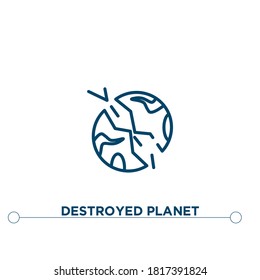 destroyed planet outline vector icon. simple element illustration. destroyed planet outline icon from editable astronomy concept. can be used for web and mobile
