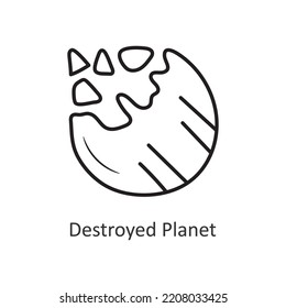 Destroyed Planet Vector outline Icon Design illustration. Space Symbol on White background EPS 10 File
