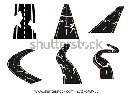 Destroyed road  icon. Infrastructure damage vector illustration