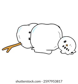 destroyed snowman illustration hand drawn isolated vector