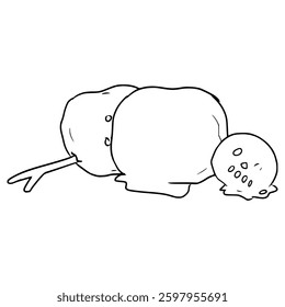 destroyed snowman illustration hand drawn outline vector