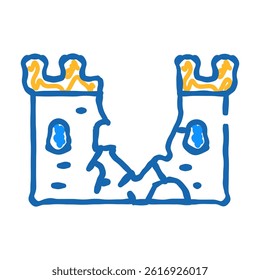 destroyed wall of castle doodle icon sketch vector. destroyed wall of castle sign. isolated symbol illustration