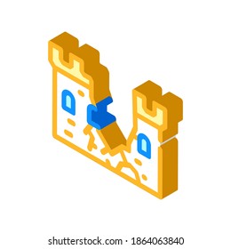 destroyed wall of castle isometric icon vector. destroyed wall of castle sign. isolated symbol illustration