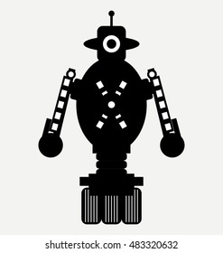 destroyer toy robot, retro robot, vector robot silhouette 