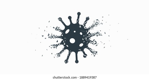 Destroying Effect Coronavirus Icon Vector Illustration