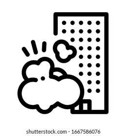 Destruir vector de iconos de la casa. Esquema que destruye el signo de la casa. Ilustración de símbolo de contorno aislado
